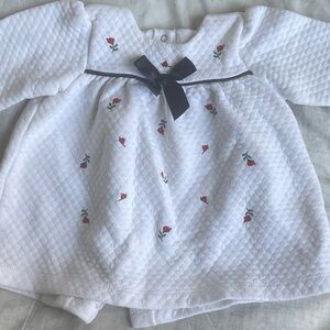 Cartier White Dress with Red Floral Embroidery